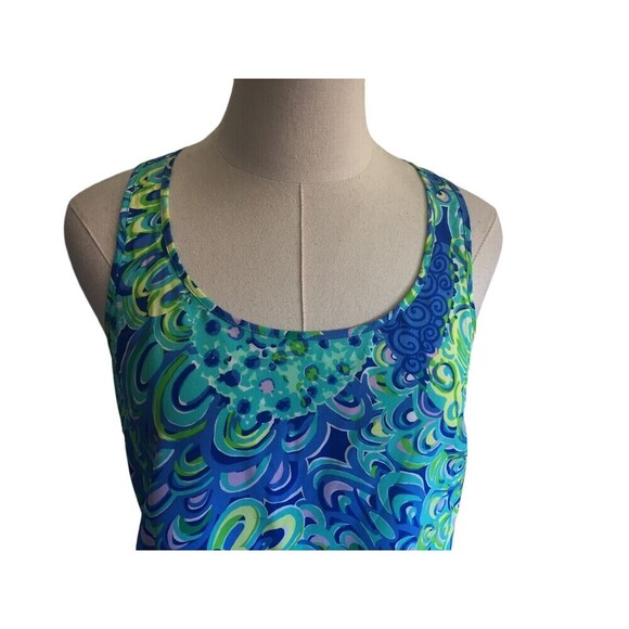 Lilly Pulitzer Top Women's Size Small Green Blue Silk Sleeveless Zip Back - Picture 2 of 7
